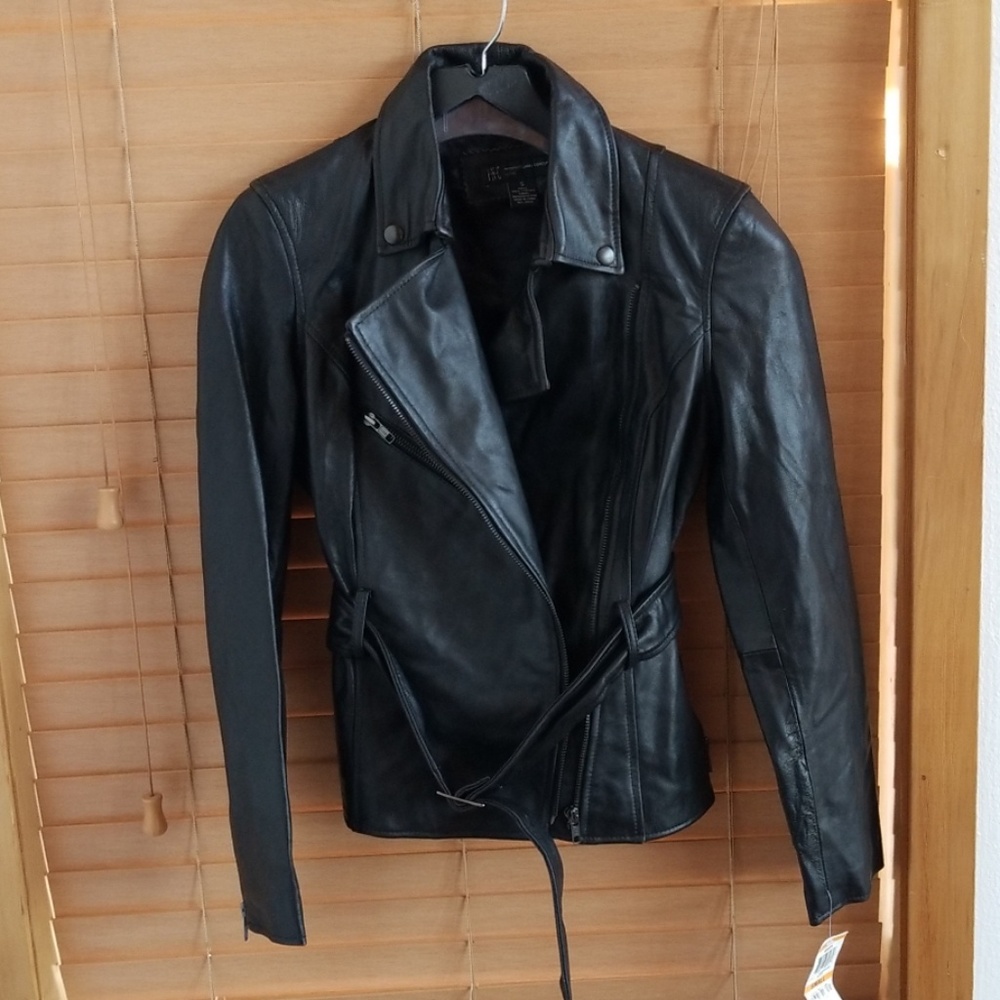 Black INC leather moto jacket sz S